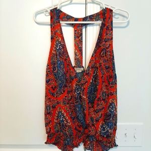 Lucky Brand Red Paisley Tank Top
